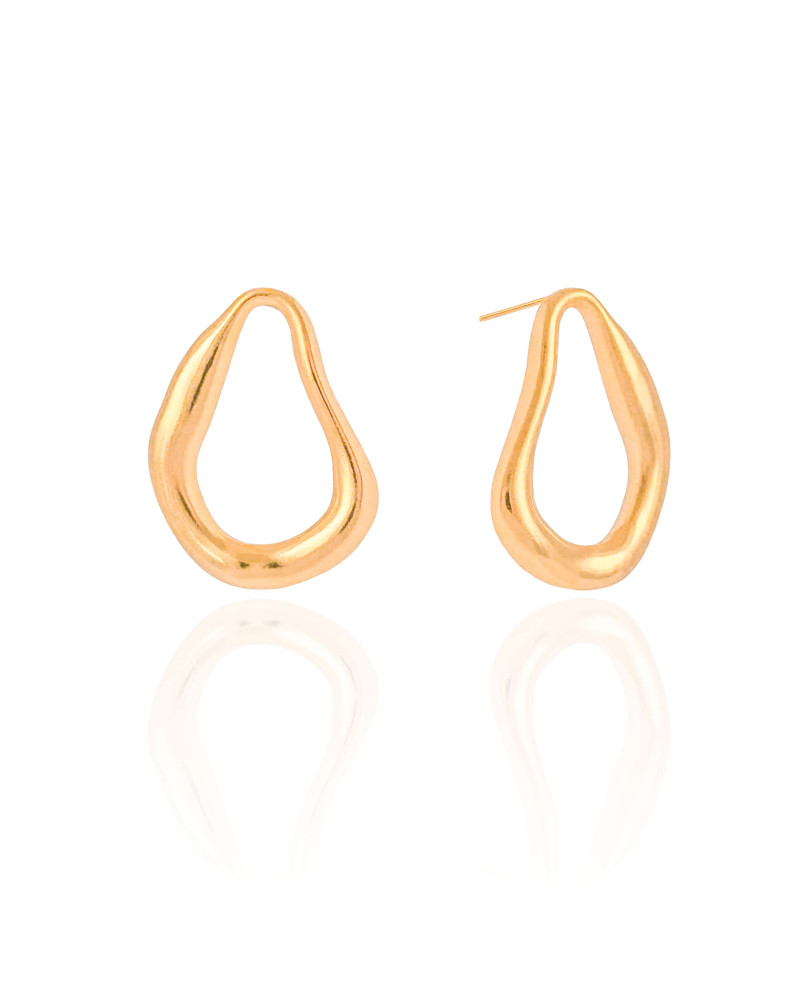 Brinco Gota Vazada Orgânica 2.7 cm Banhado a Ouro 18K
