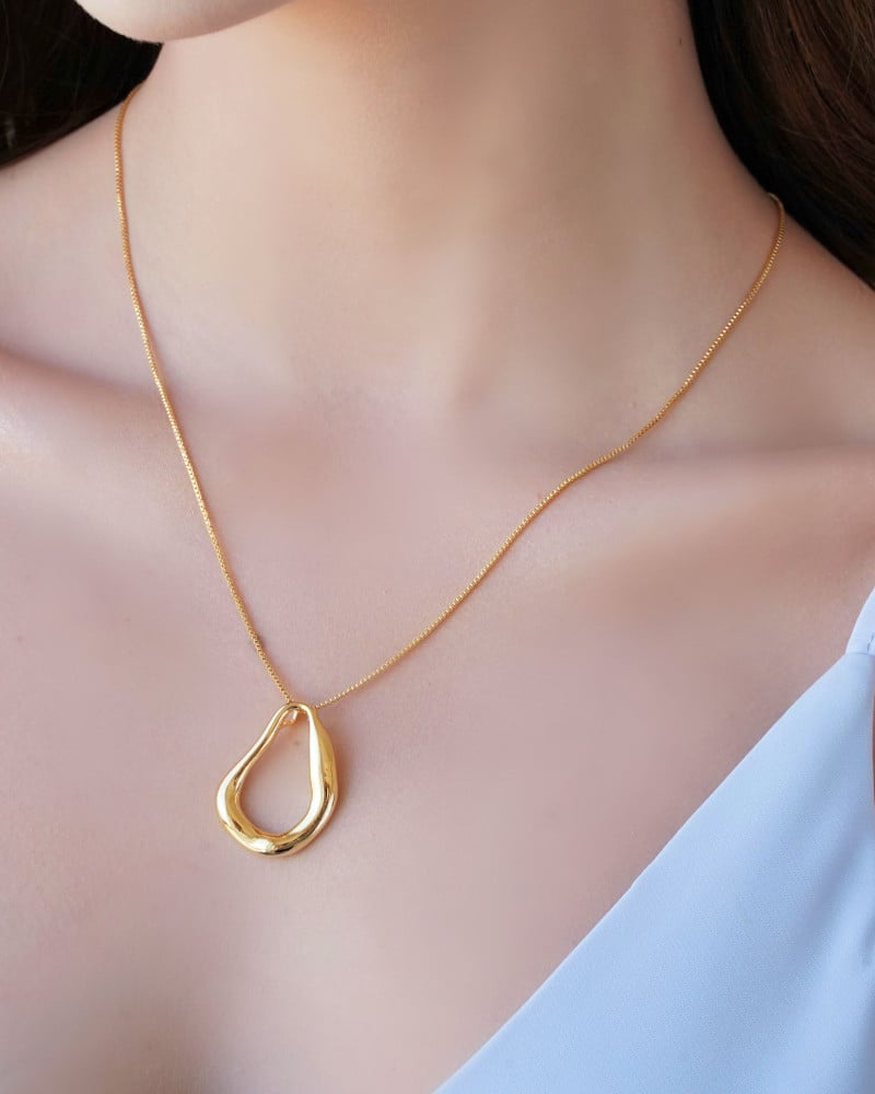 Gargantilha Veneziana Gota Vazada Orgânica Banhado a Ouro 18K - 50 cm