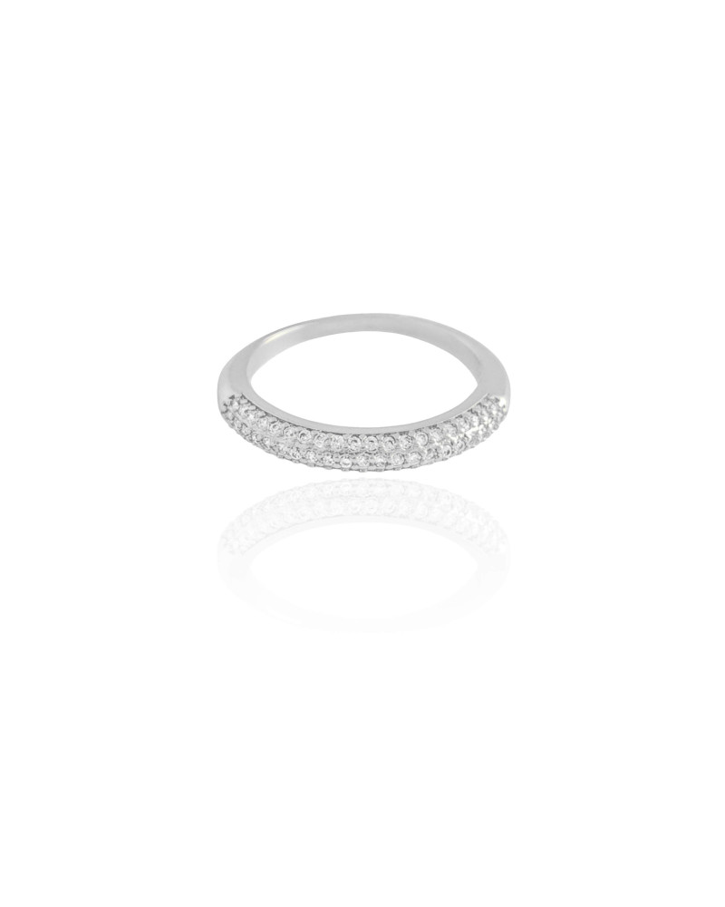 Anel Cravejado Cristal Tamanho 19 Ródio Branco