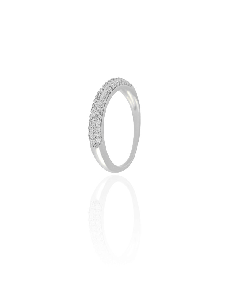 Anel Cravejado Cristal Tamanho 19 Ródio Branco