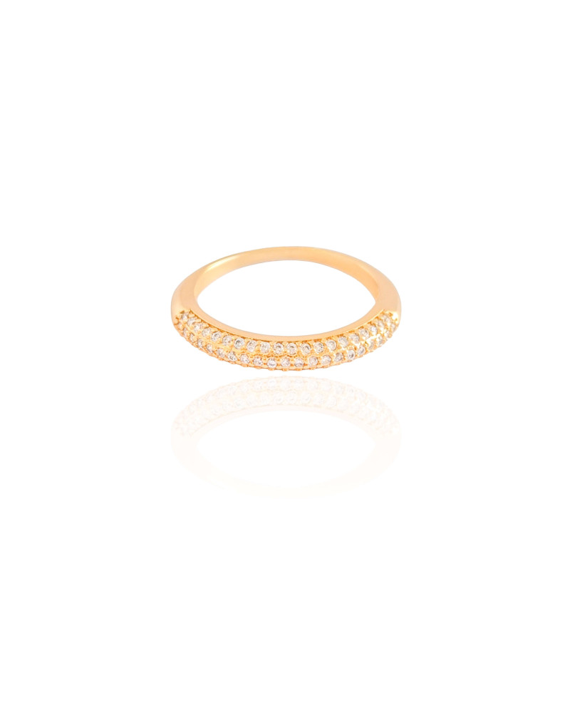 Anel Cravejado Cristal Tamanho 21 Banhado a Ouro 18K