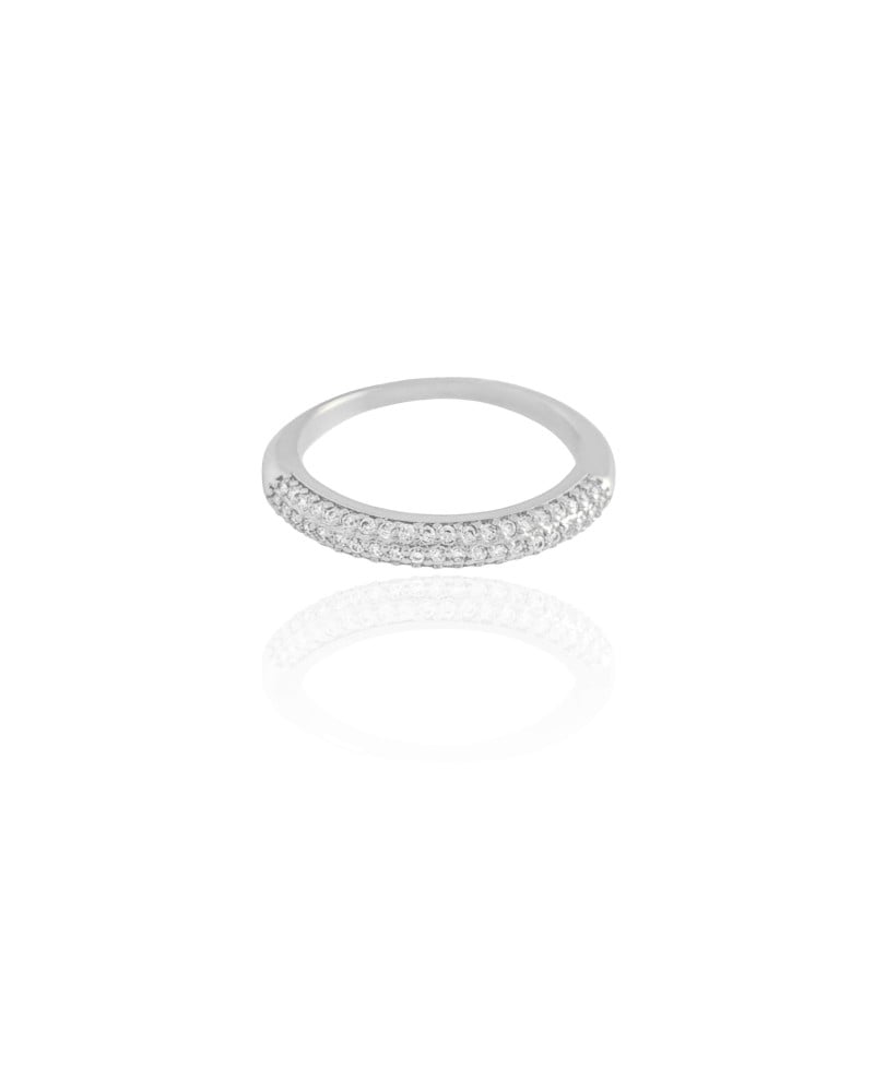 Anel Cravejado Cristal Tamanho 21 Ródio Branco