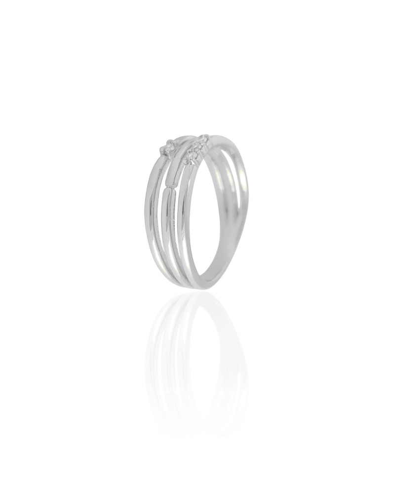 Anel Filetes Cravejado Cristal Tamanho 15 Ródio Branco