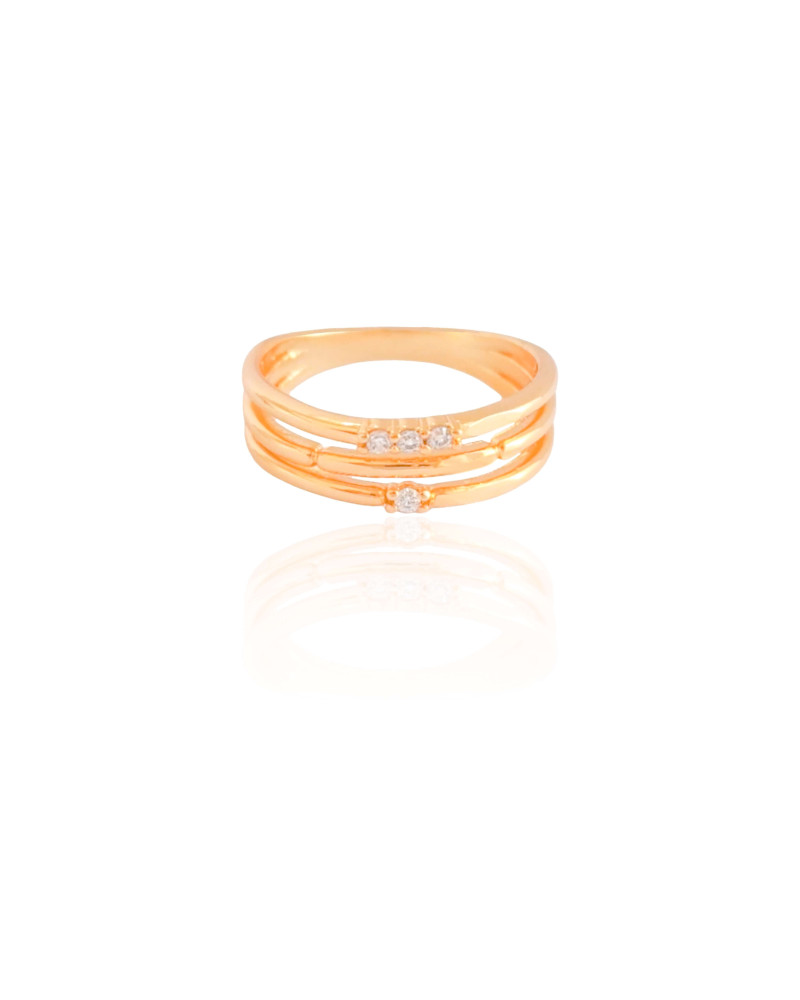 Anel Filetes Cravejado Cristal Tamanho 19 Banhado a Ouro 18K