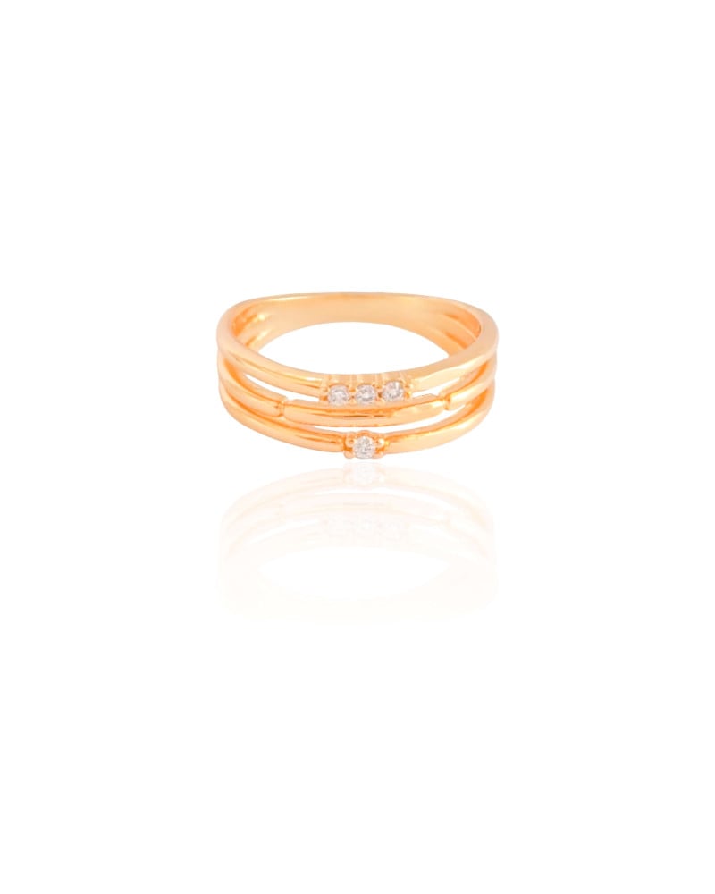 Anel Filetes Cravejado Cristal Tamanho 19 Banhado a Ouro 18K
