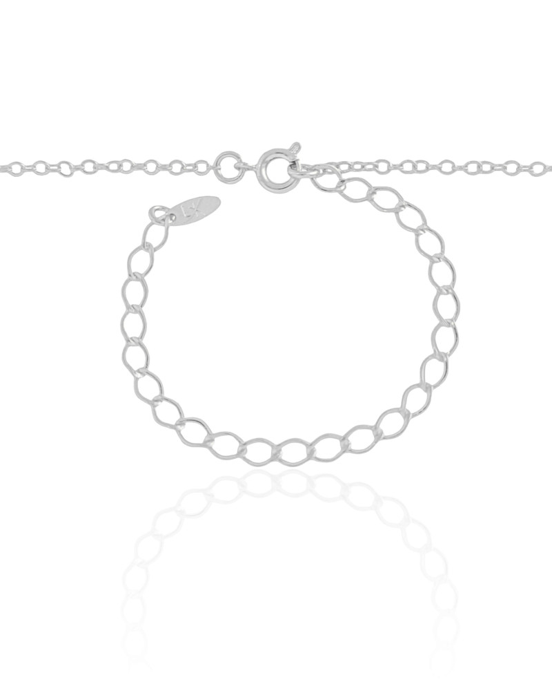 Choker Elos Corações Lisos e Cristal Ródio Branco