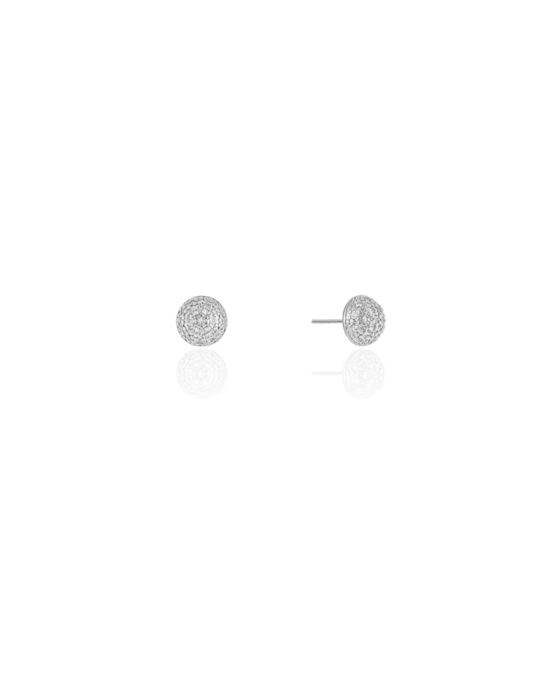 Brinco Redondo Cravejado Cristal 6 mm  Ródio Branco
