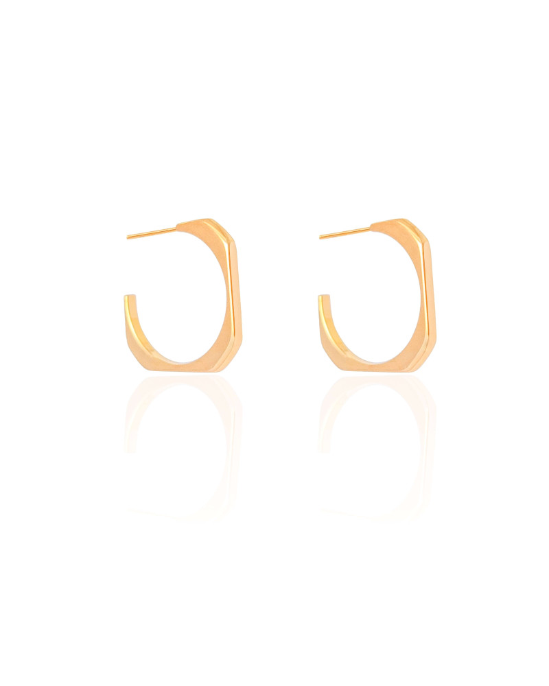 Brinco Argola Quadrada Lisa 2.0 cm Banhado a Ouro 18K