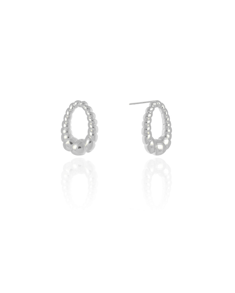 Brinco Oval Torcido 1.8 cm Ródio Branco