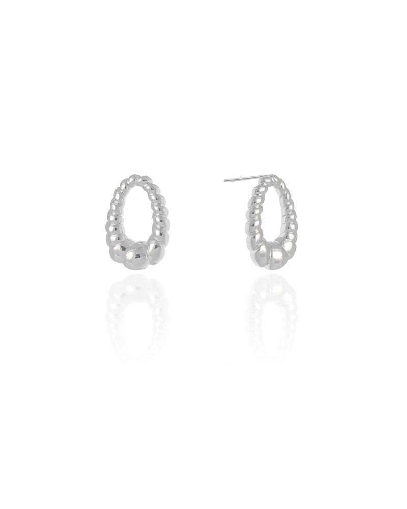 Brinco Oval Torcido 1.8 cm Ródio Branco