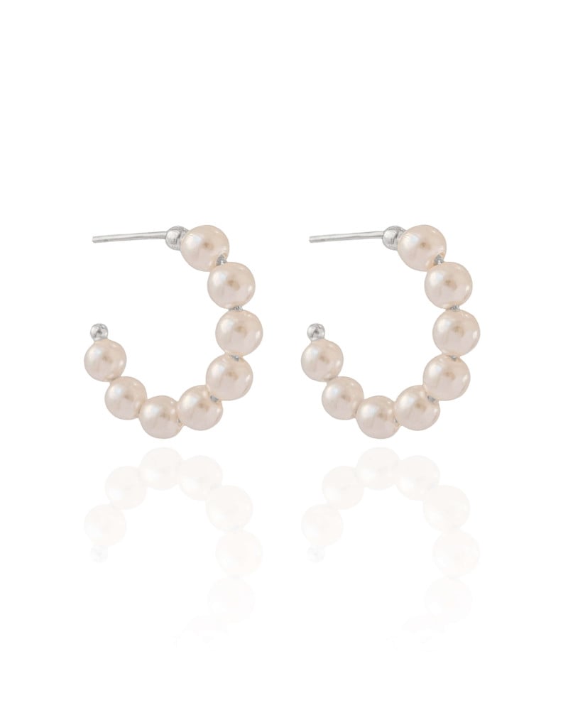 Brinco Argola Pérolas 2.7 cm Ródio Branco