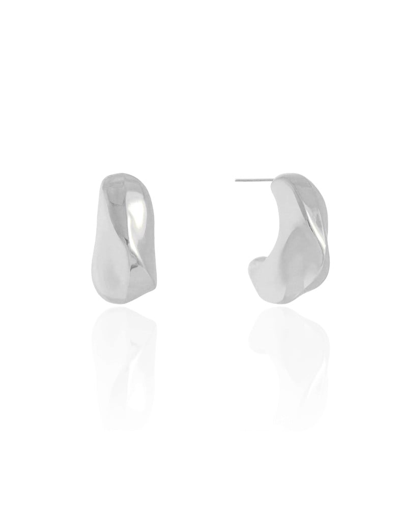 Brinco Gota Geométrica Ródio Branco