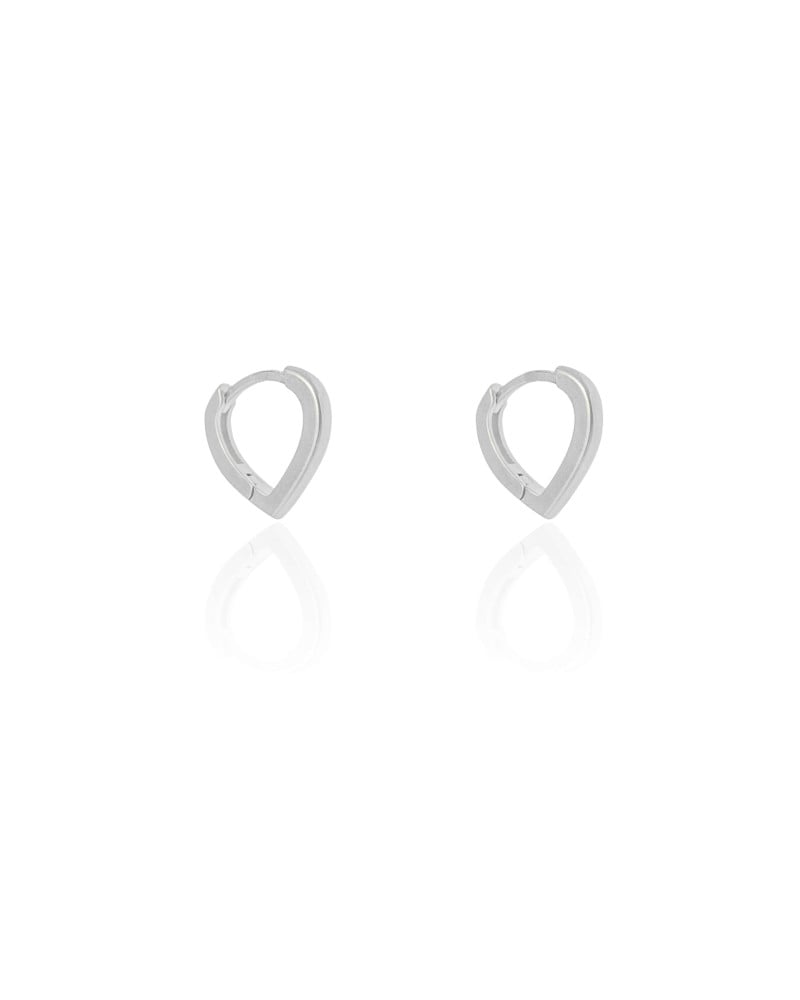 Brinco Argola Click Coração Lisa 1.4 cm Ródio Branco