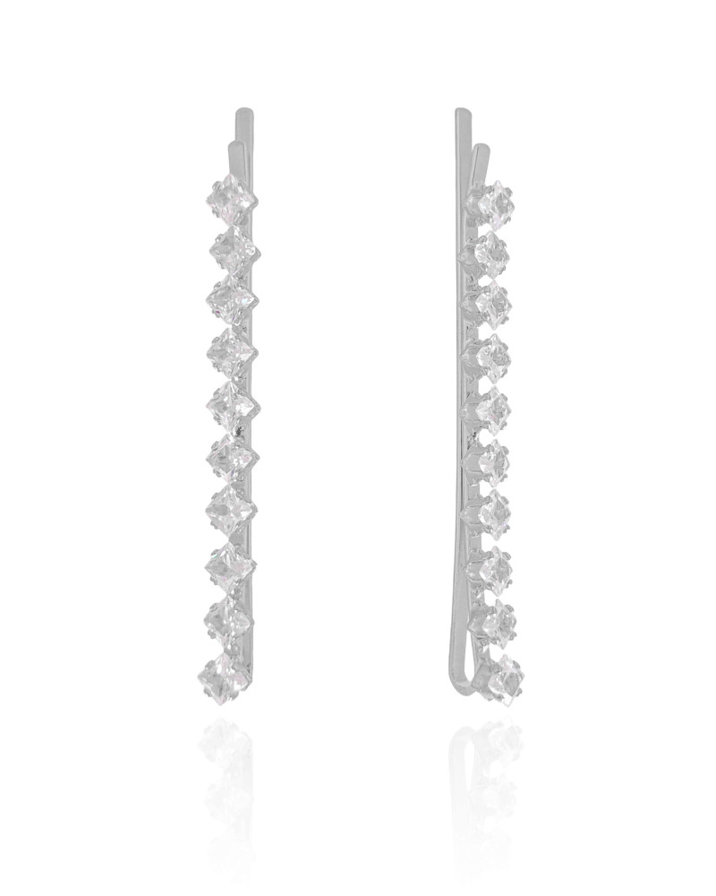 Grampos Cristais Quadrados Banho Branco