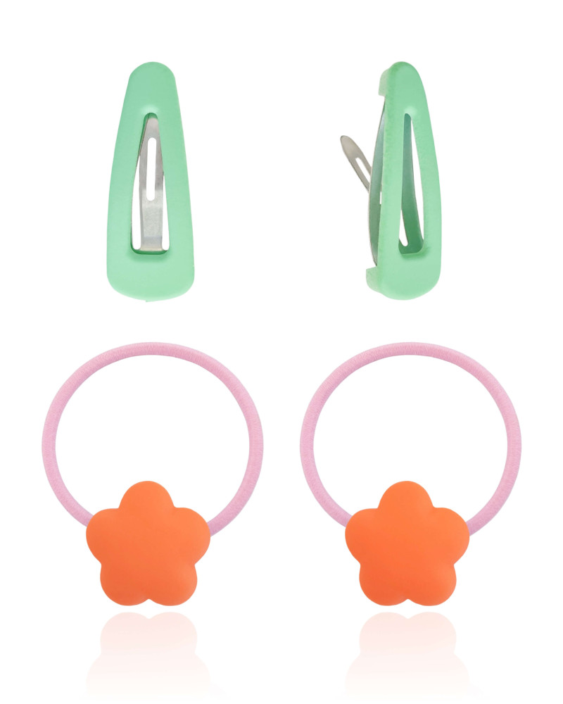 Kit de Cabelo Infantil Flor 1 - Tictac + Elástico Flor