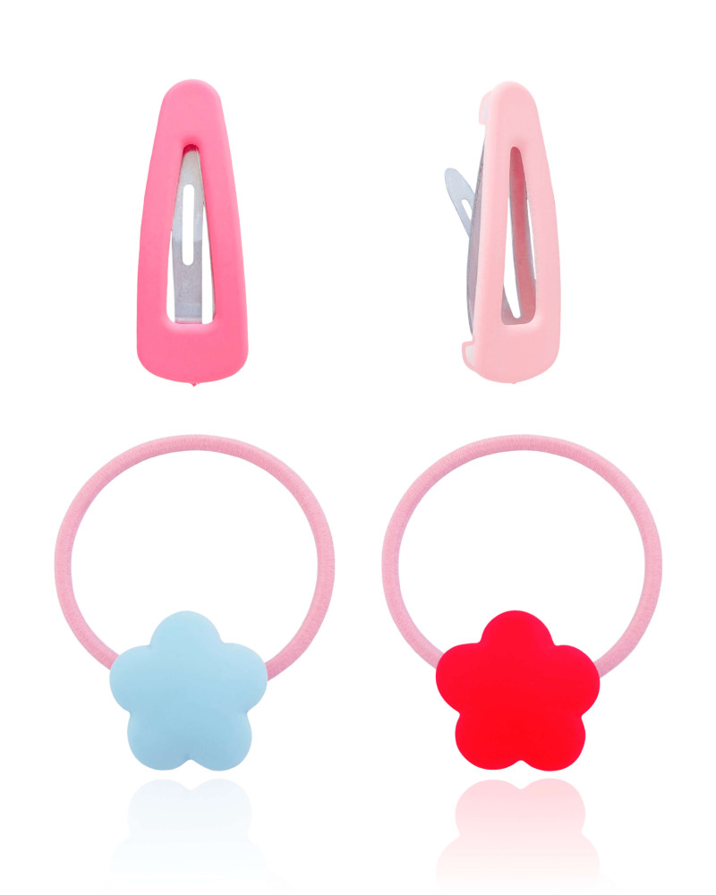 Kit de Cabelo Infantil Flor 2 - Tictac + Elástico Flor