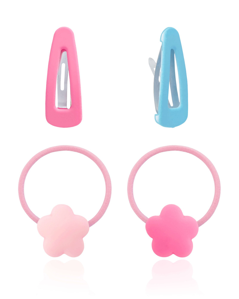Kit de Cabelo Infantil Flor 3 - Tictac + Elástico Flor