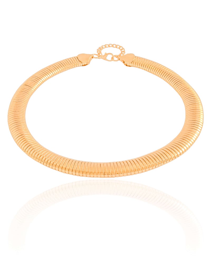 Gargantilha Mola 15 mm Banho Dourado - 50 cm