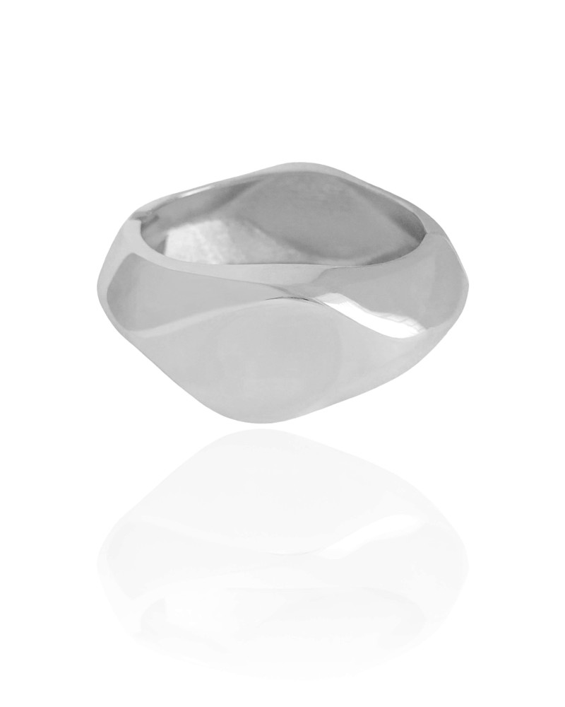 Bracelete Martelado Liso 3.0 cm Banho Branco