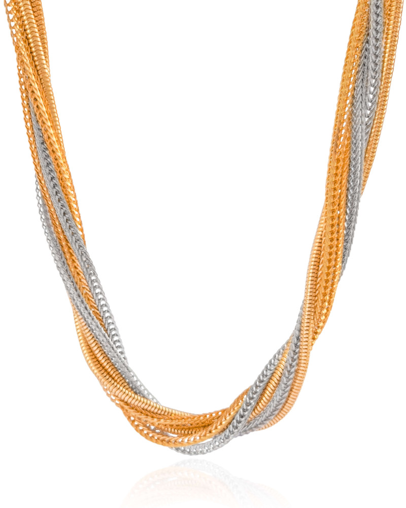Gargantilha Malhas Torcidas Mix de Banhos Banho Dourado - 40 cm