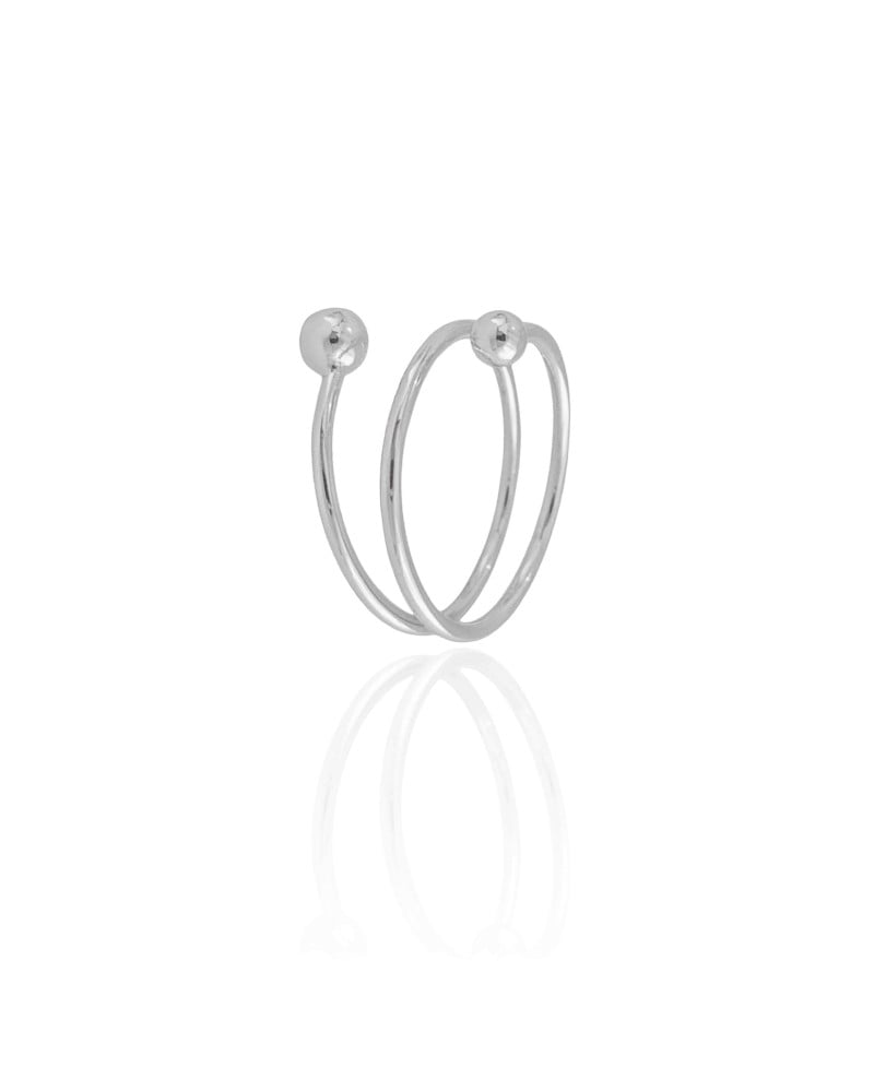 Anel Espiral Bolinhas Lisas Tamanho 24 Ródio Branco