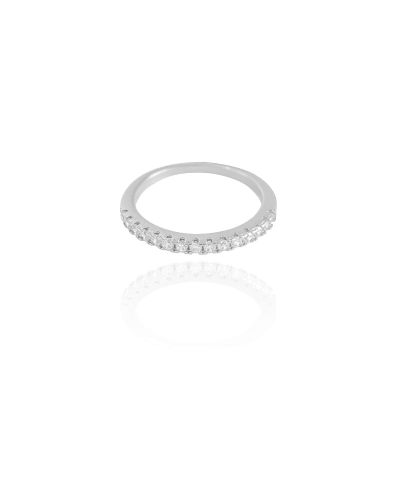 Anel Cravejado Cristal Tamanho 19 Ródio Branco