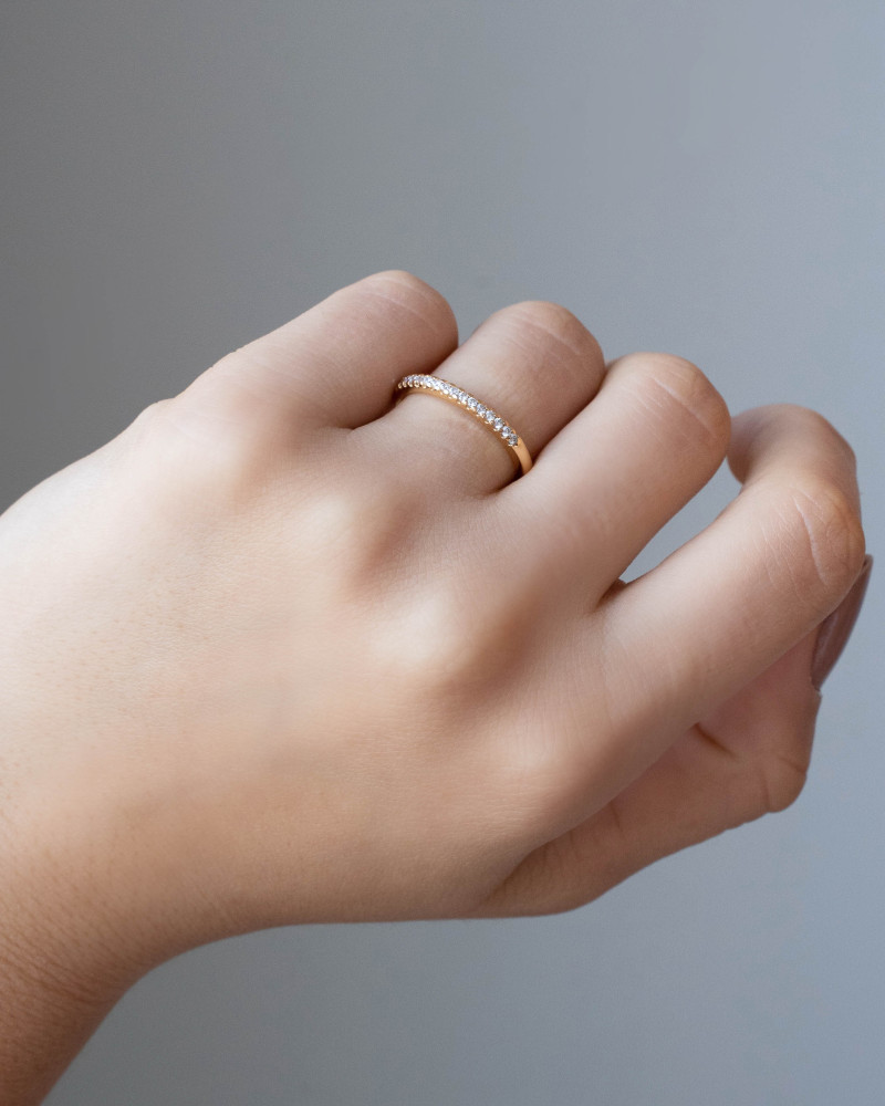 Anel Cravejado Cristal Tamanho 23 Banhado a Ouro 18K
