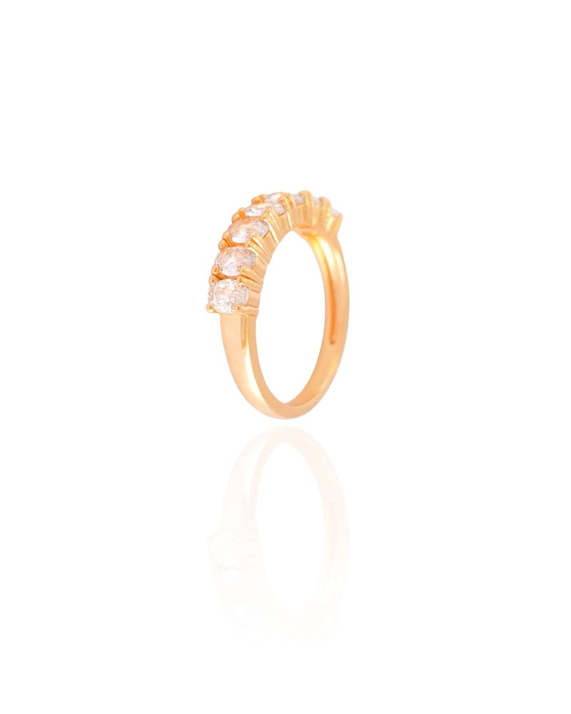 Anel Cravejado Oval Cristal Tamanho 17 Banhado a Ouro 18K