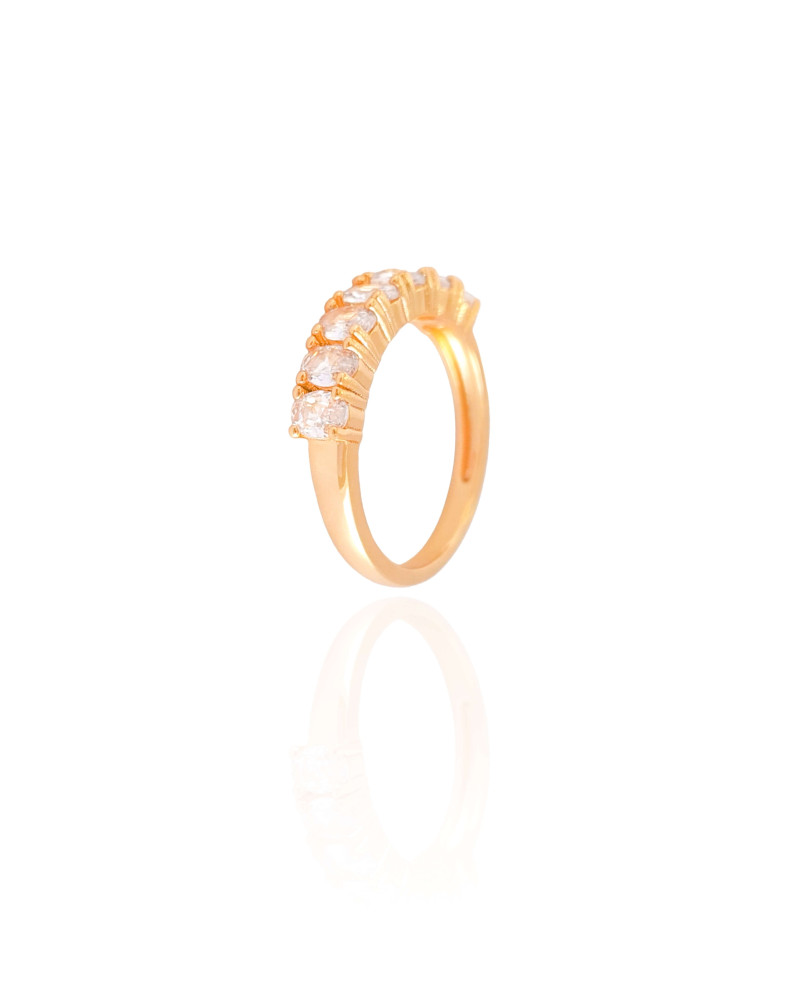 Anel Cravejado Oval Cristal Tamanho 19 Banhado a Ouro 18K