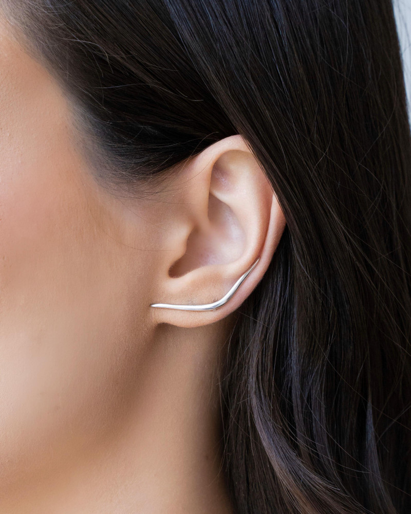 Ear Cuff Fio Liso Ródio Branco