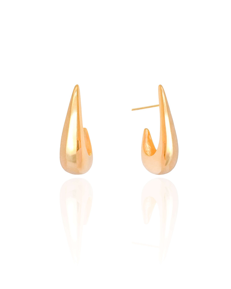 Brinco Argola Gota Lisa 3.0 cm Banhado a Ouro 18K