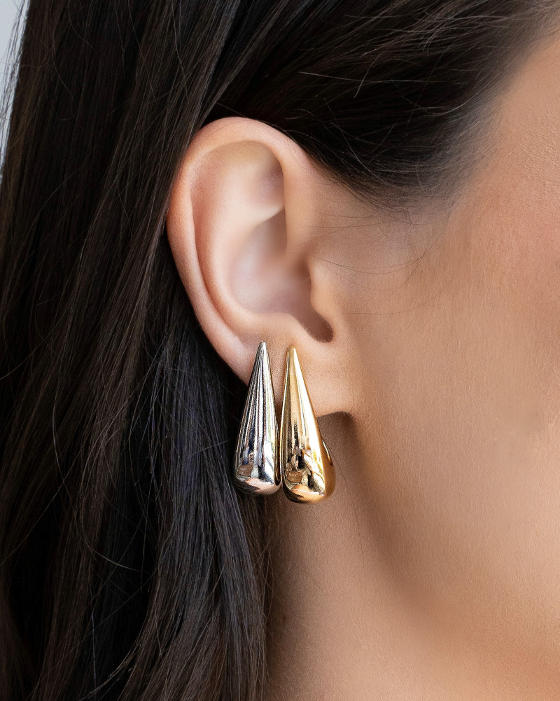 Brinco Argola Gota Lisa 3.0 cm Banhado a Ouro 18K