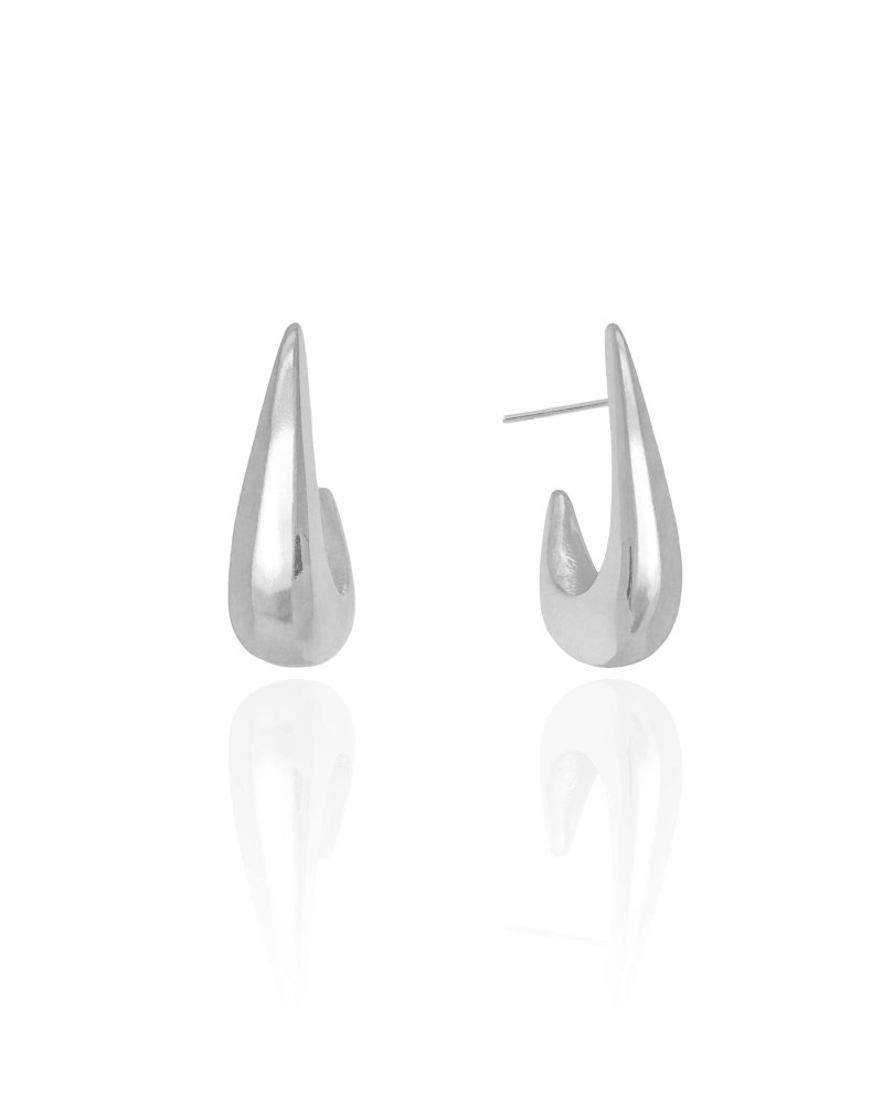 Brinco Argola Gota Lisa 3.0 cm Ródio Branco