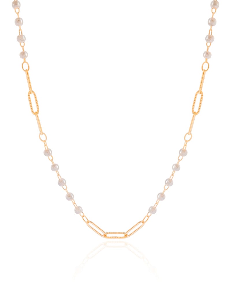 Choker Elos Detalhados com Pérolas Banhado a Ouro 18K