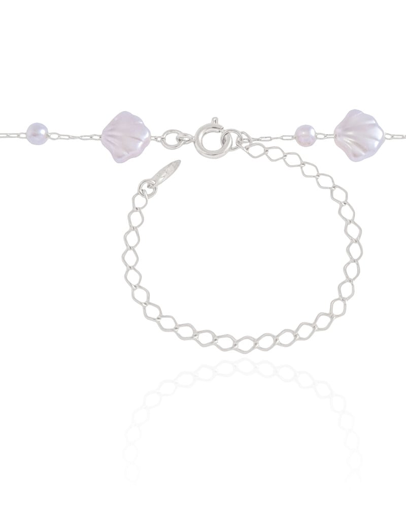 Choker Conchas em Pérola Ródio Branco