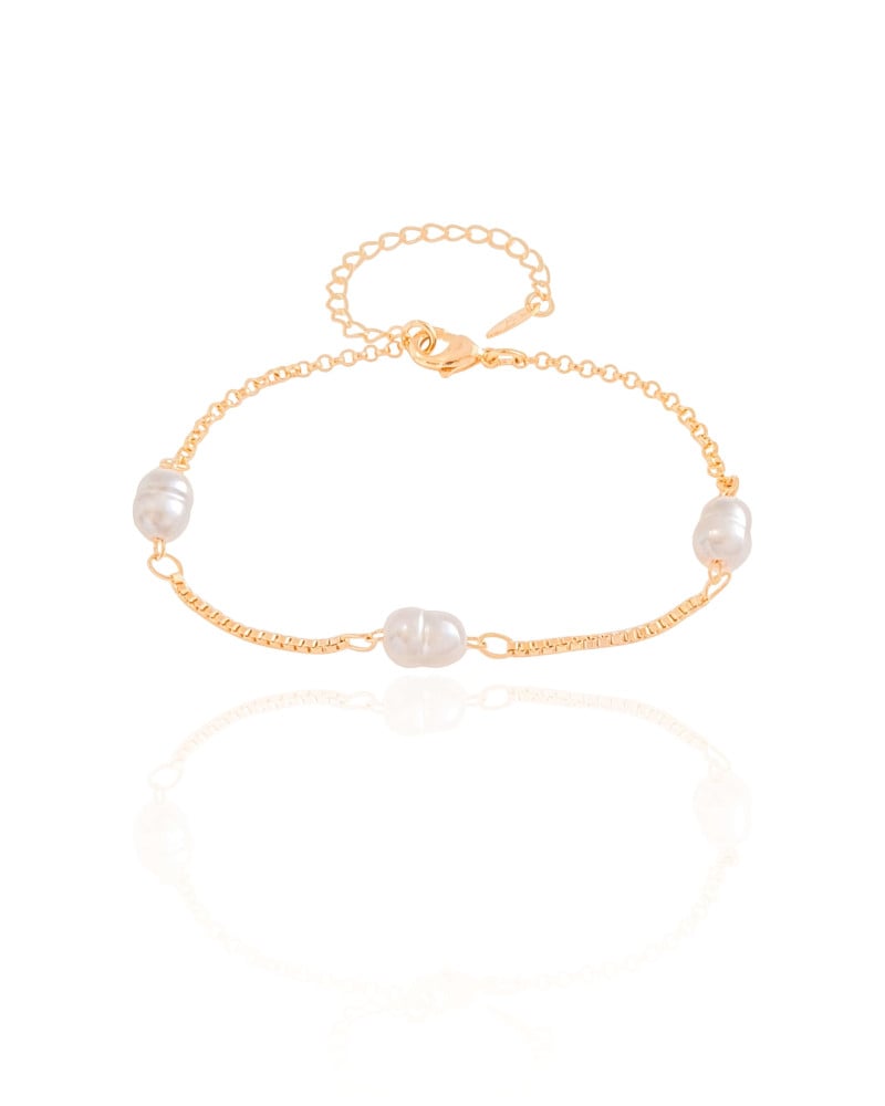 Pulseira Pérolas Barrocas e Veneziana Banhado a Ouro 18K