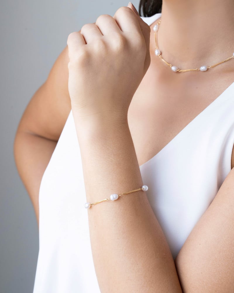Pulseira Pérolas Barrocas e Veneziana Banhado a Ouro 18K