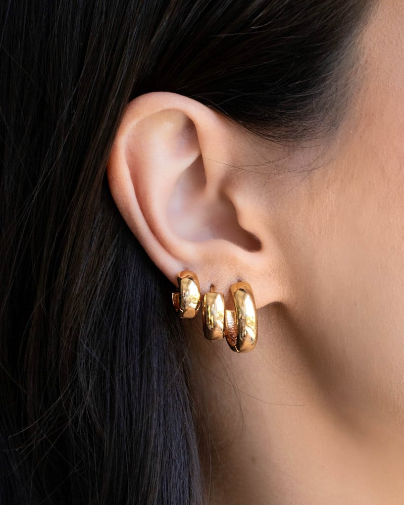 Trio de Argolas Lisas Banhado a Ouro 18K