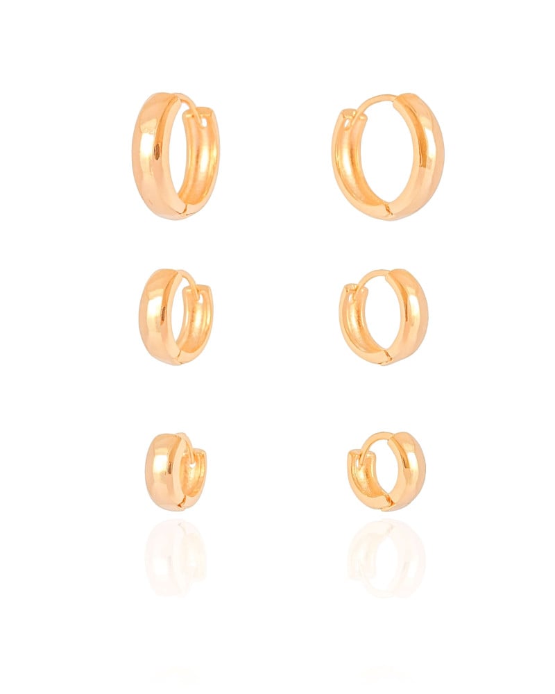 Trio de Argolas Lisas Banhado a Ouro 18K