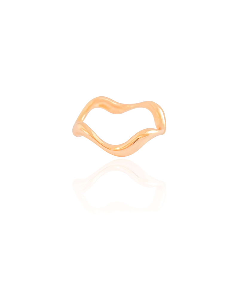 Anel Ondas Liso Tamanho 15 Banhado a Ouro 18K