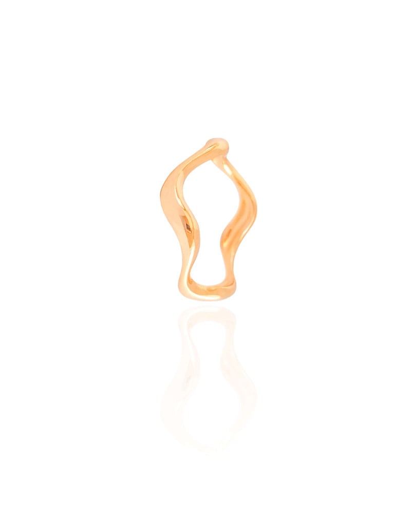 Anel Ondas Liso Tamanho 17 Banhado a Ouro 18K
