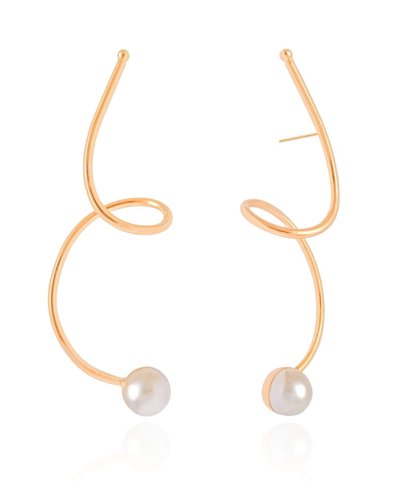 Brinco Fio Torcido Pérola 7.5 cm Banhado a Ouro 18K