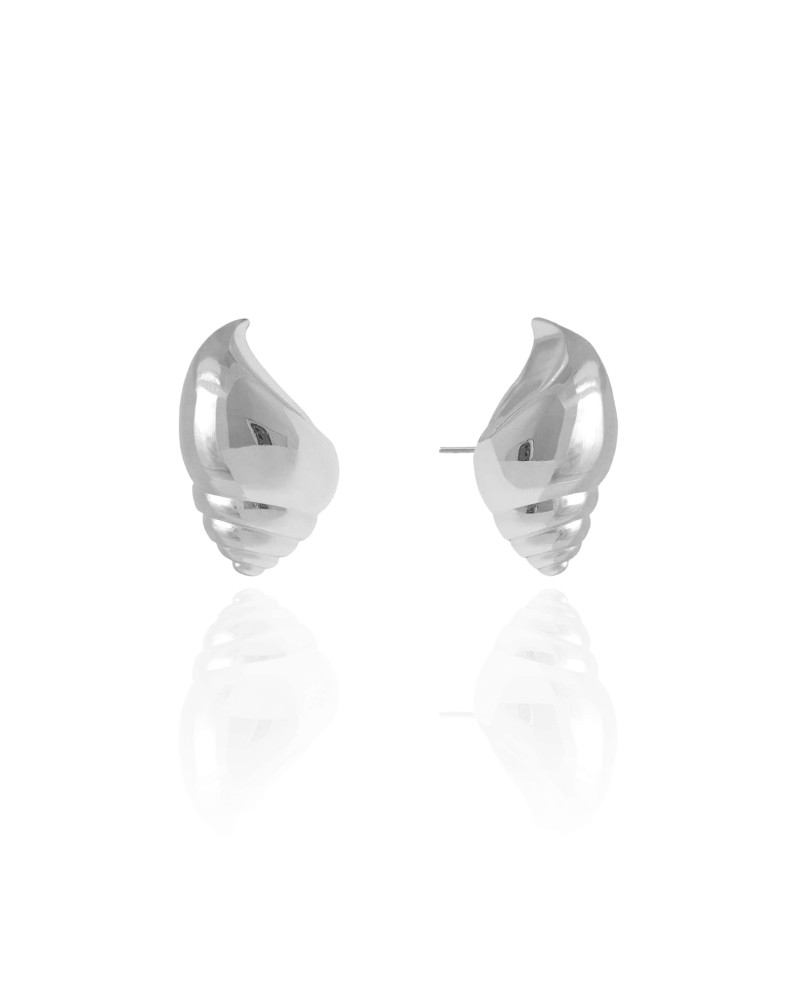 Brinco Concha Lisa 2.4 cm Ródio Branco