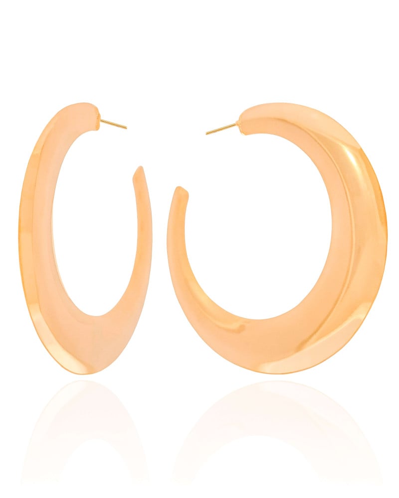Brinco Argola Abaulada Flat Lisa 6.0 cm Banhado a Ouro 18K
