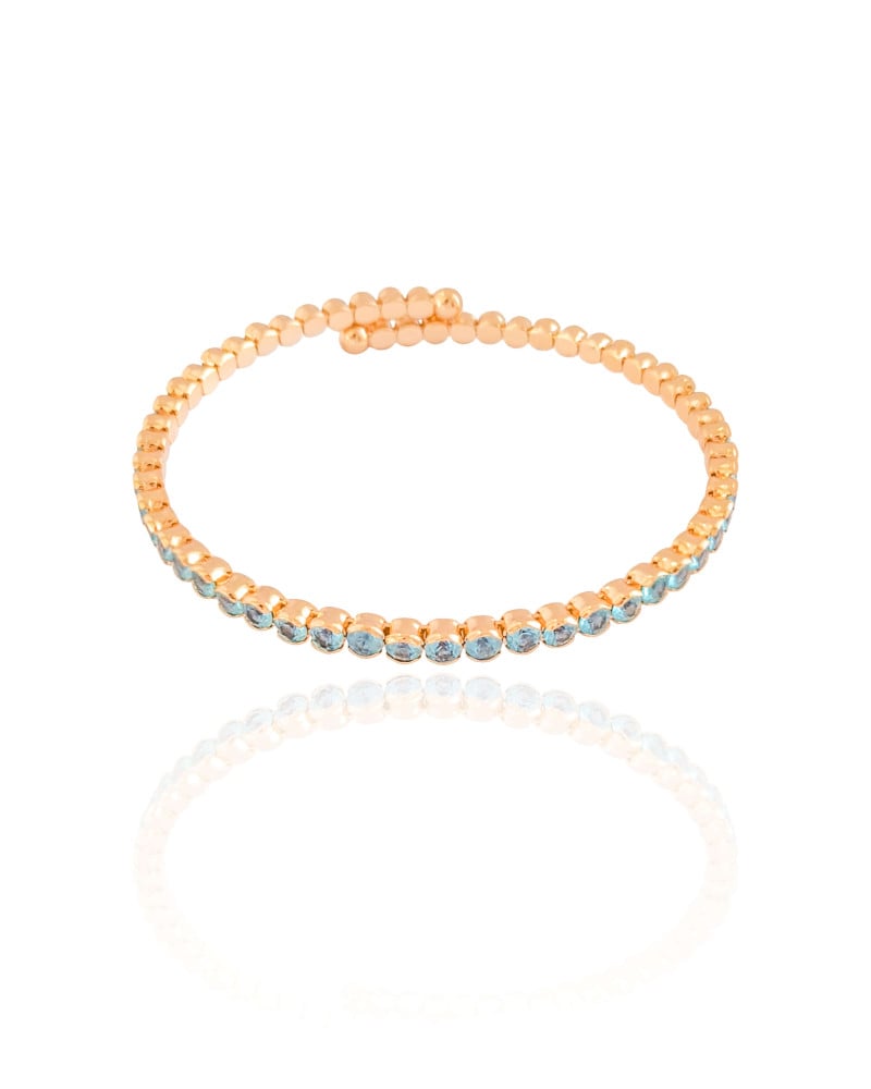 Bracelete Mola Cravejado Topazio Sky 4 mm Banhado a Ouro 18K