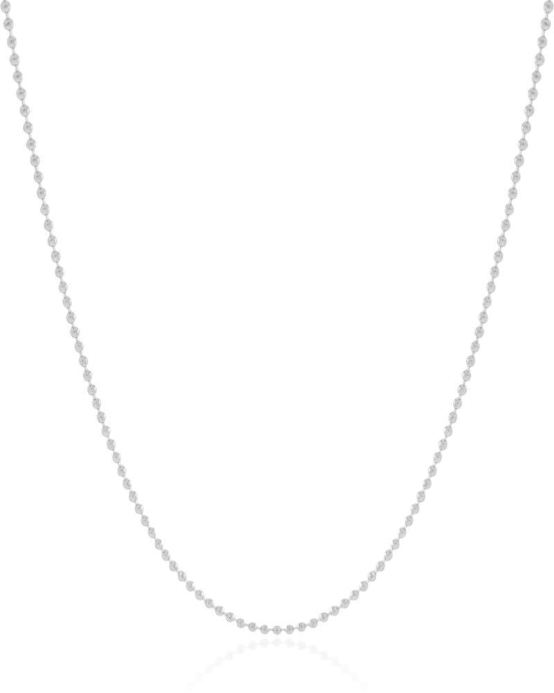 Gargantilha Longa Bolinhas 1.5 mm Ródio Branco