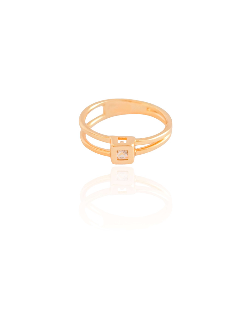 Anel Vazado Quadrado Cristal Tamanho 20 Banhado a Ouro 18K