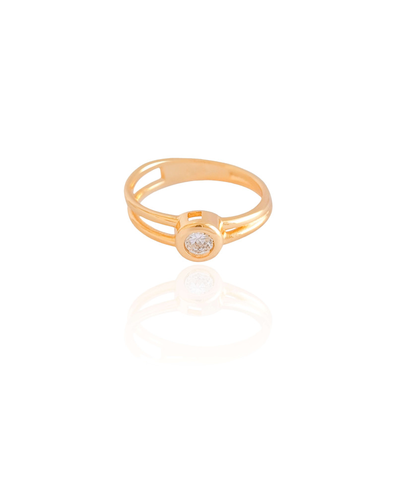 Anel Vazado Ponto de Luz Cristal Tamanho 14 Banhado a Ouro 18K