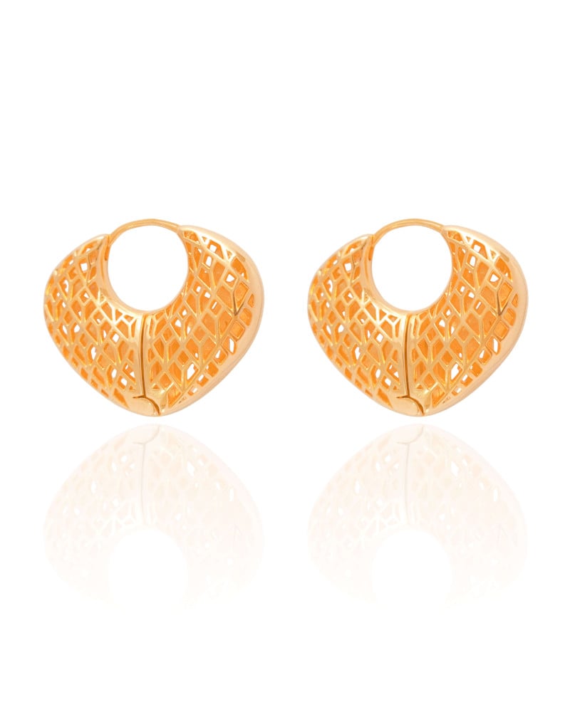Brinco Argola Click Letras Detalhes Vazados 2.5 cm Banhado a Ouro 18K