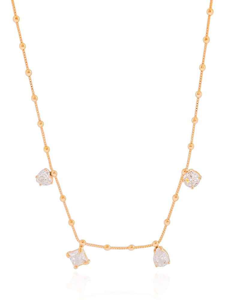 Gargantilha Veneziana Bolinhas Geométricos Cristal Banhado a Ouro 18K - 45 cm
